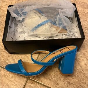 Lulu's Vibrant Blue Block Heel Sandals